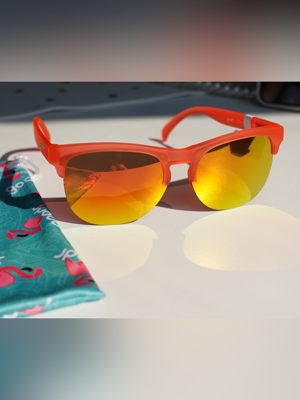 goodr Avant G Sunglasses - Château de Maraschino Orange Half-Rim - Picture 1 of 8